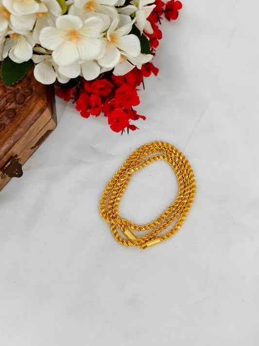 1 Gram Gold Plated Rope Chain for Men & Women | Premium Gold Covering Chain