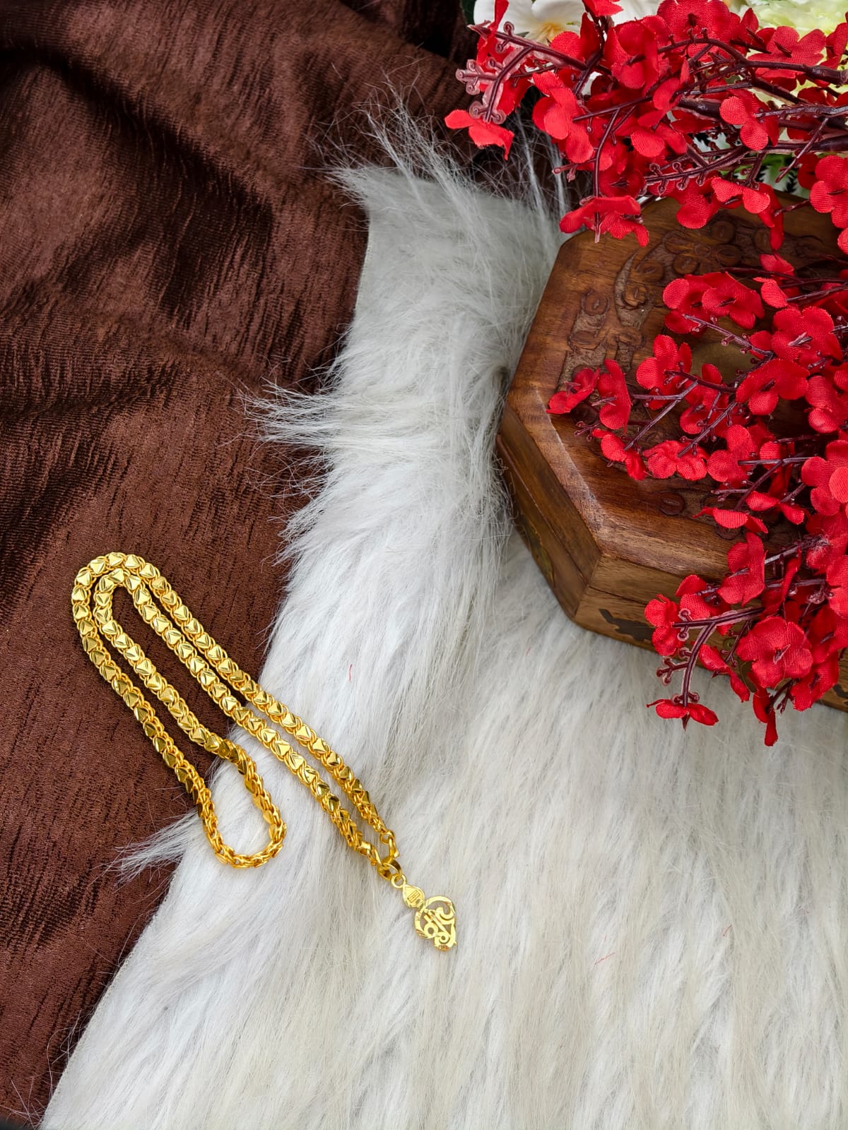 Forming matte finished (1Gram gold plated) Heart Chain with Doller