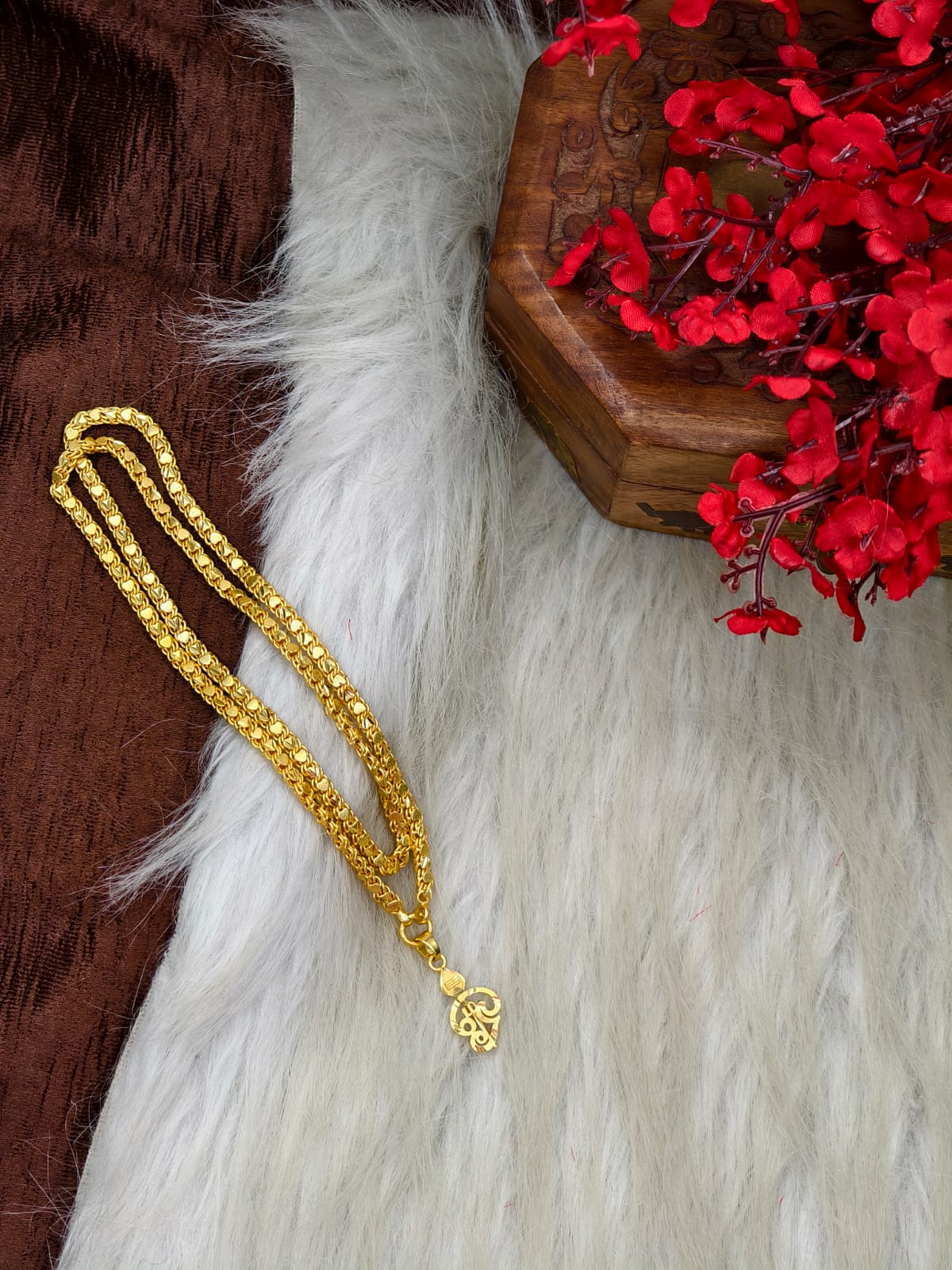 Forming matte finished (1Gram gold plated) Heart Chain with Doller