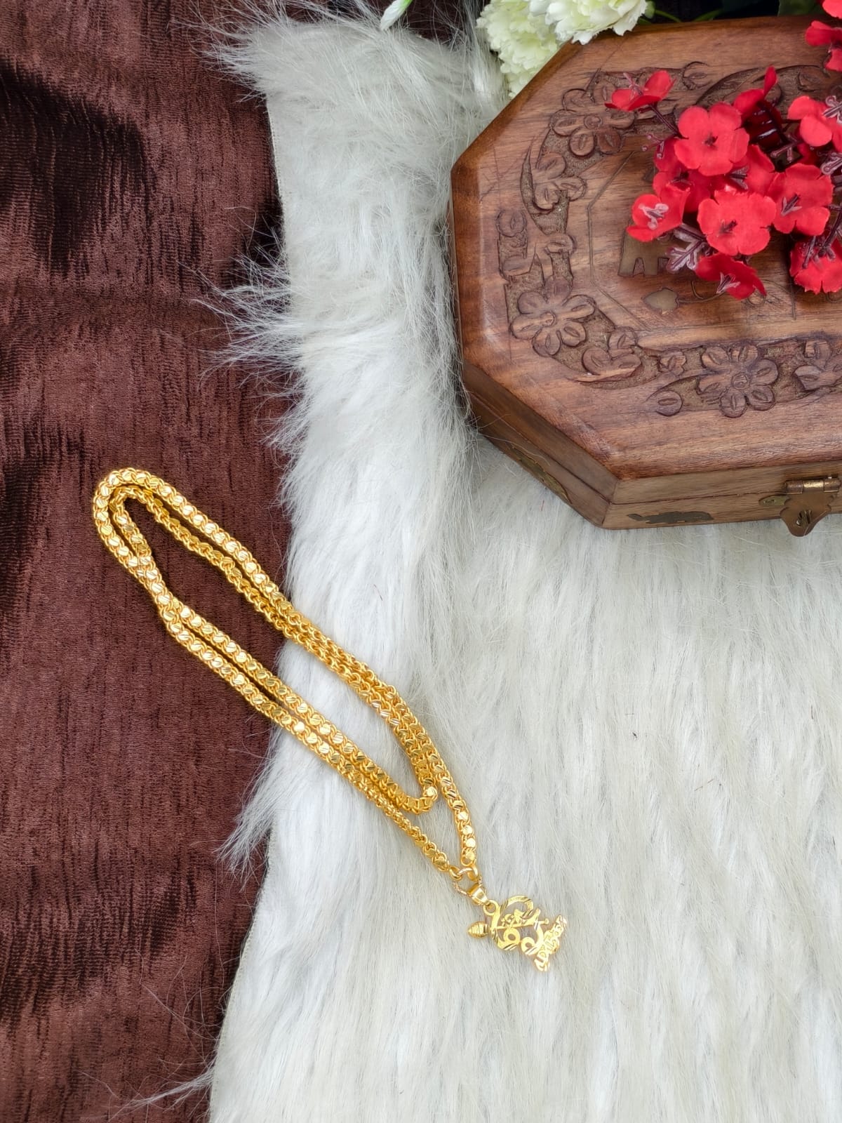 Forming matte finished (1Gram gold plated) Heart   Chain With Doller