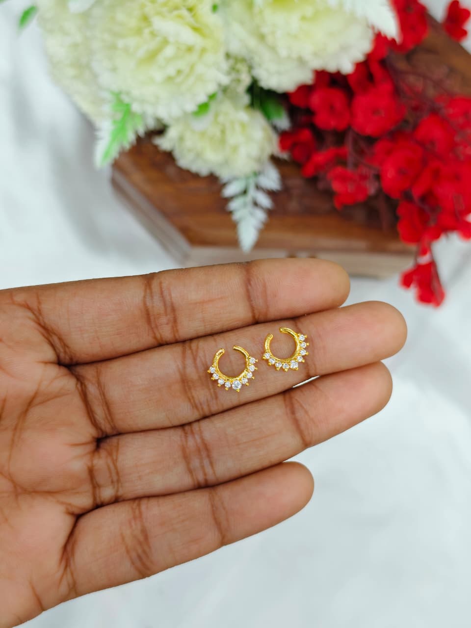 1 Gram Gold Plated Women’s Nose Pin | Elegant & Trendy Nose Stud