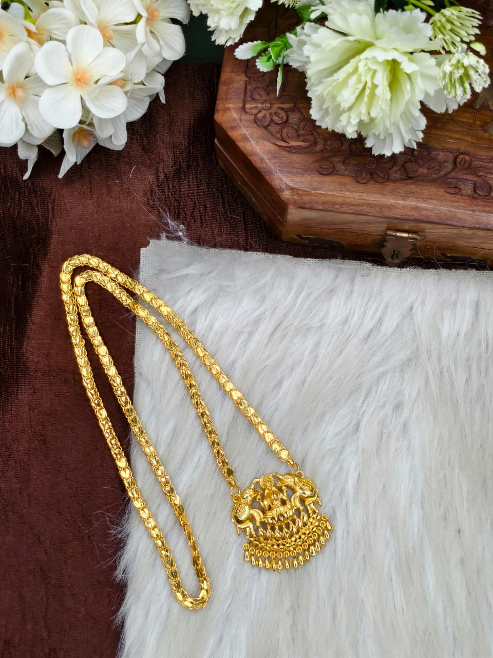 ✨Micro Heart Dollar Chain Matte Finish Chain – Gold Plated Jewellery for Women✨