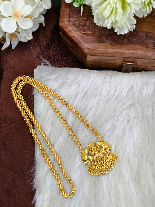 ✨Micro Lotus Dollar Chain Matte Finish Chain – Gold Plated Jewellery for Women✨