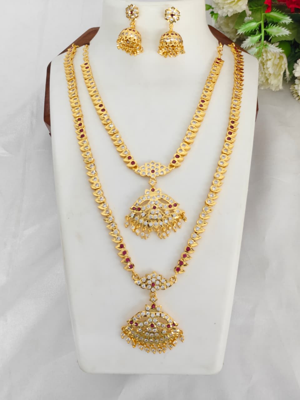 Elegant Impon Haram Combo Set for Women | Traditional Gold Polish Jewelry Set