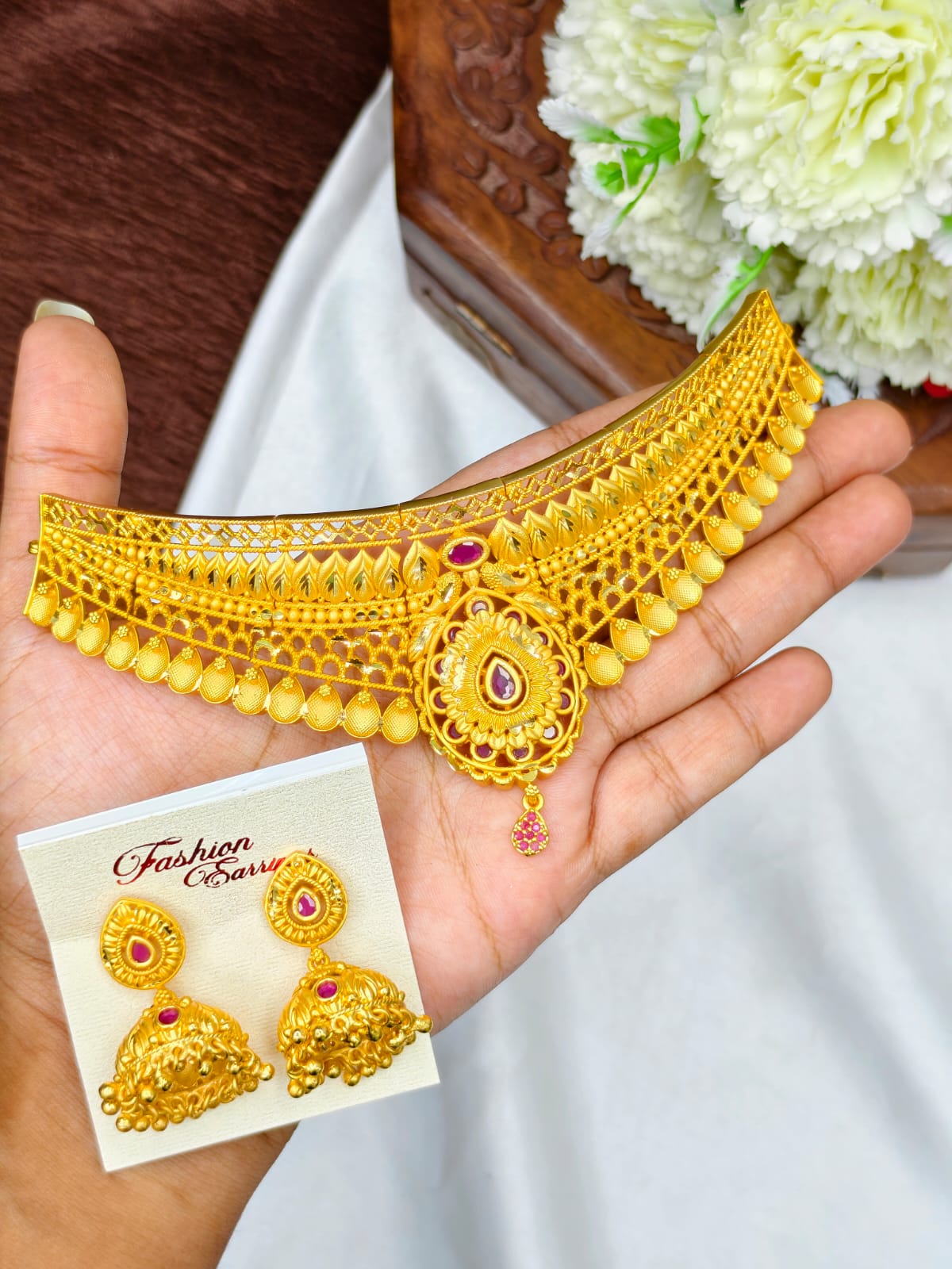 1 Gram Gold Plated Choker Necklace for Women | Traditional & Elegant Jewellery