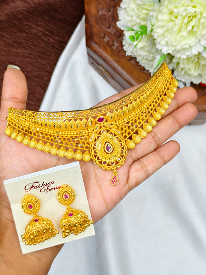 1 Gram Gold Plated Choker Necklace for Women | Traditional & Elegant Jewellery