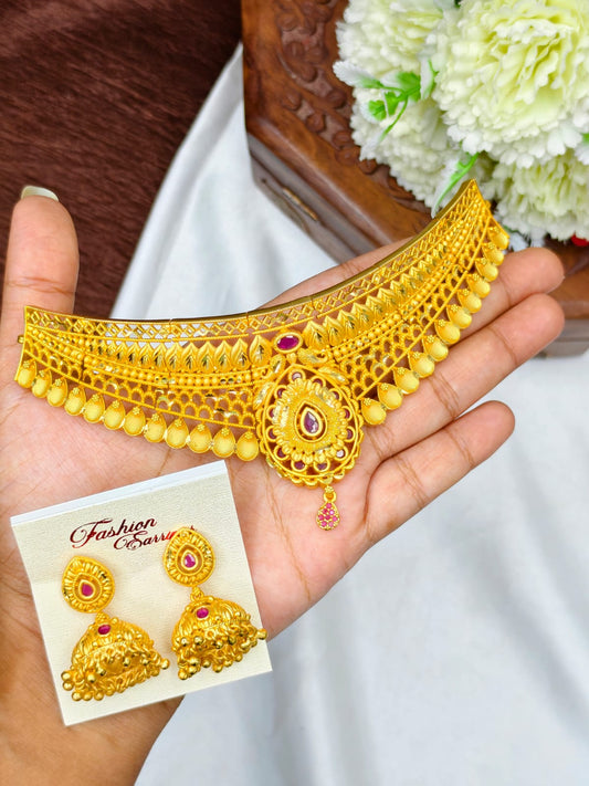 1 Gram Gold Plated Choker Necklace for Women | Traditional & Elegant Jewellery