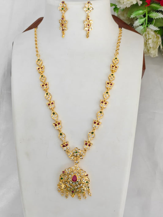 Women Impone Stone Necklace – Premium Gold Finish Traditional Design