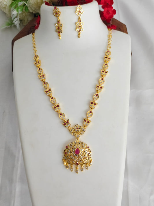 Women Impone Stone Necklace – Premium Gold Finish Traditional Design