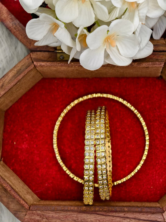Traditional Impone Stone Bangles for Women – Premium Gold Look