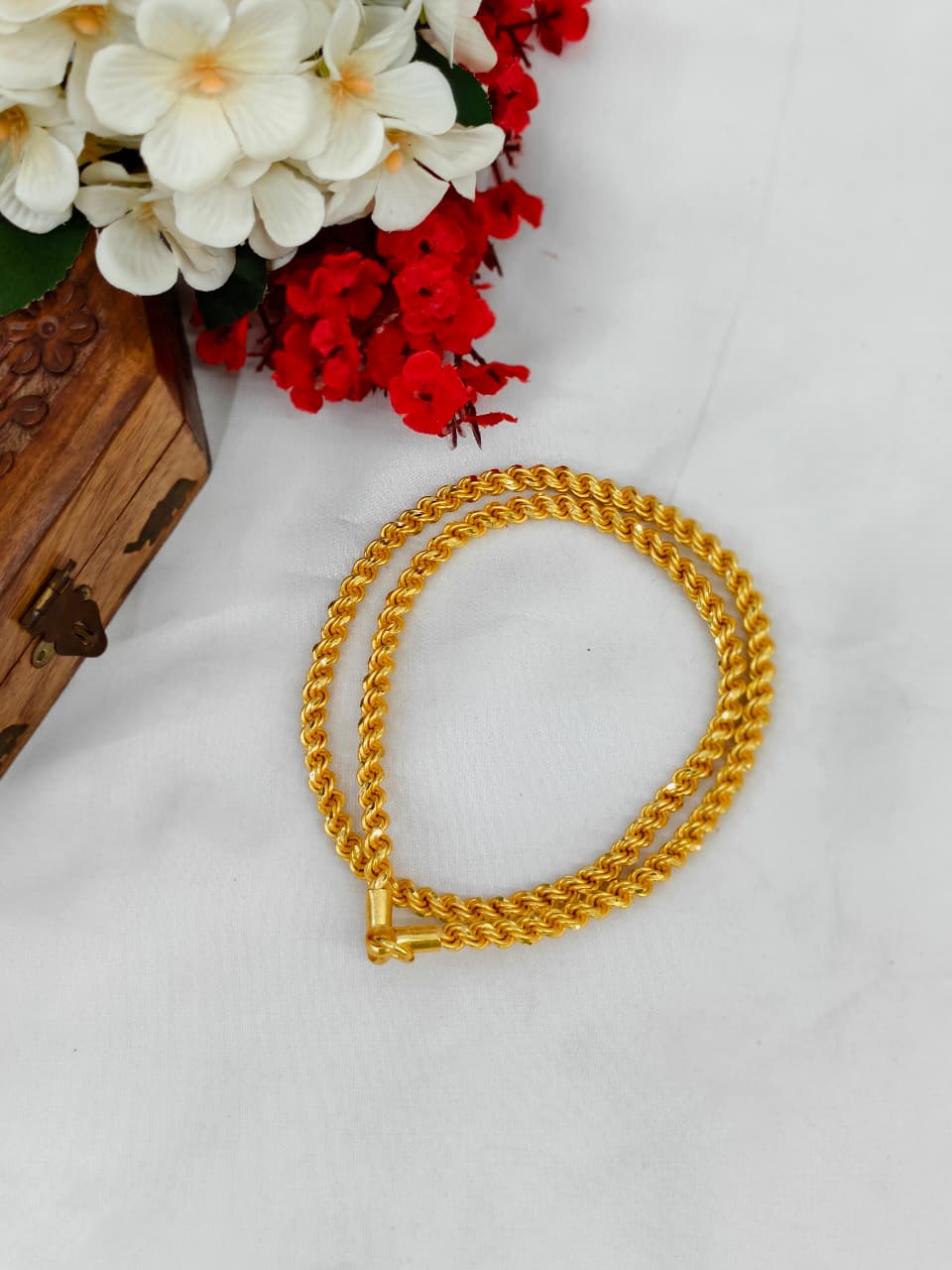 1 Gram Gold Plated Rope Chain for Men & Women | Premium Gold Covering Chain