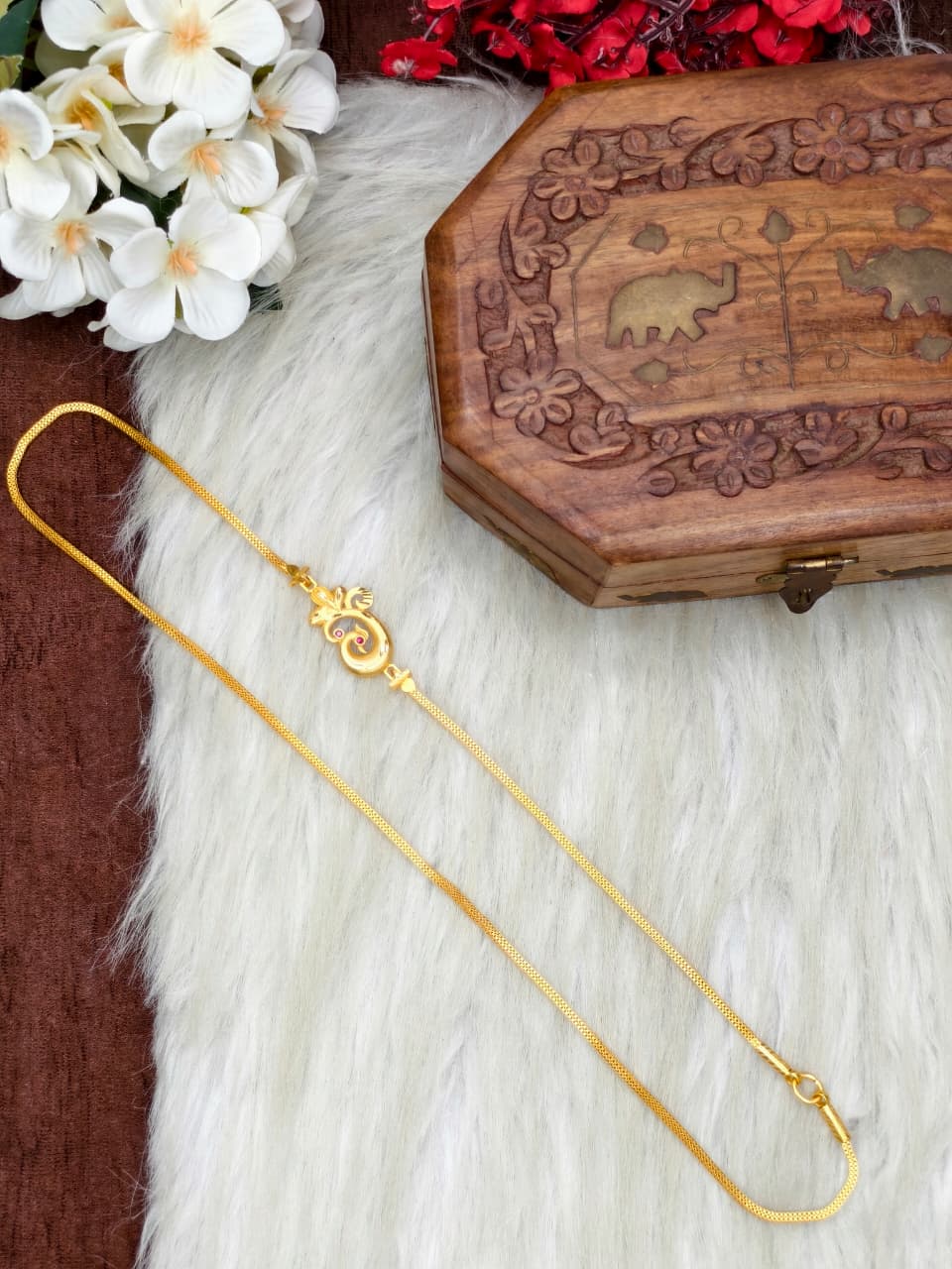 Foming Mugappu chain (1Gram Gold plated) Stone Model-1