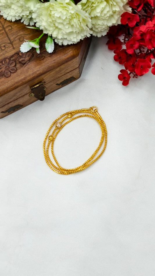 Micro gold plated Mugappu chain (1Gram Gold plated) Stone Model