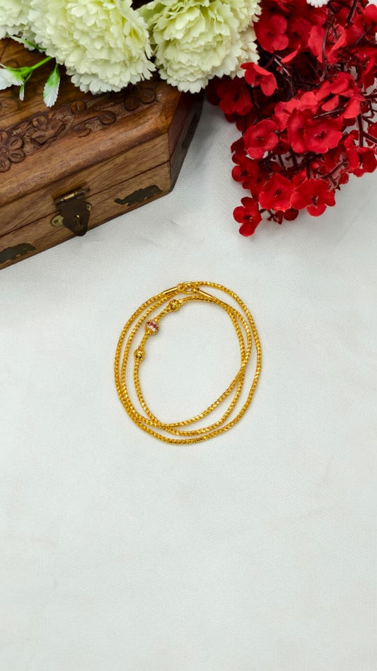 Micro gold plated Mugappu chain (1Gram Gold plated) Stone Model