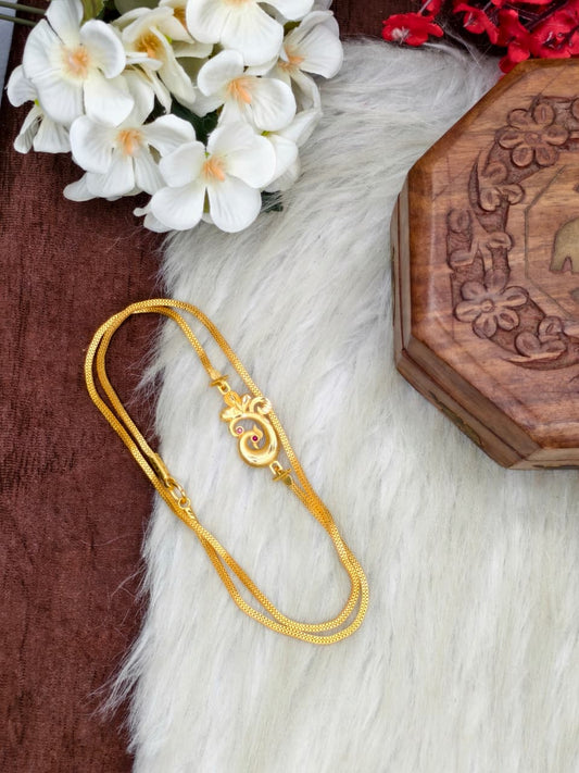 Foming Mugappu chain (1Gram Gold plated) Stone Model-1