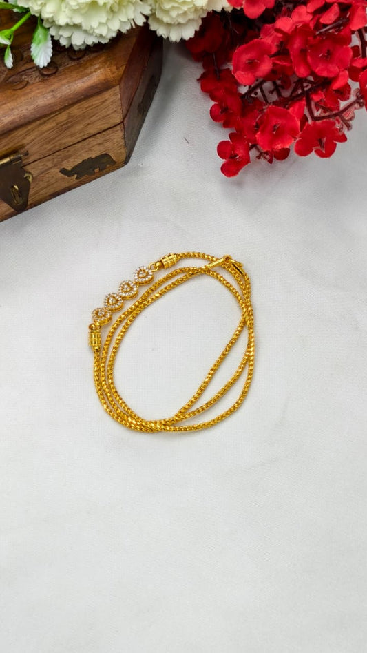 Micro gold plated Mugappu chain (1Gram Gold plated) Stone Model
