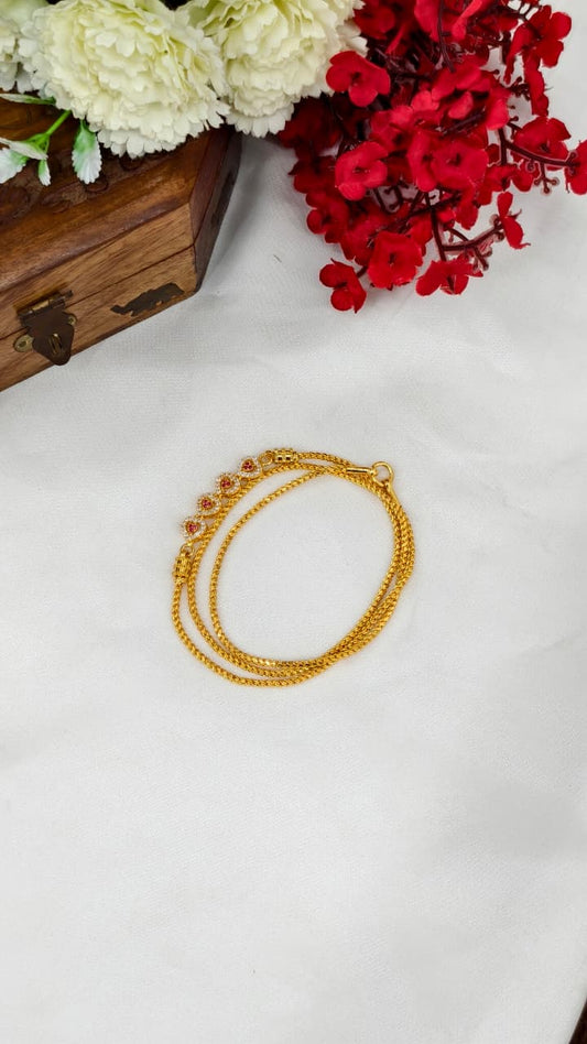 Micro gold plated Mugappu chain (1Gram Gold plated) Stone Model