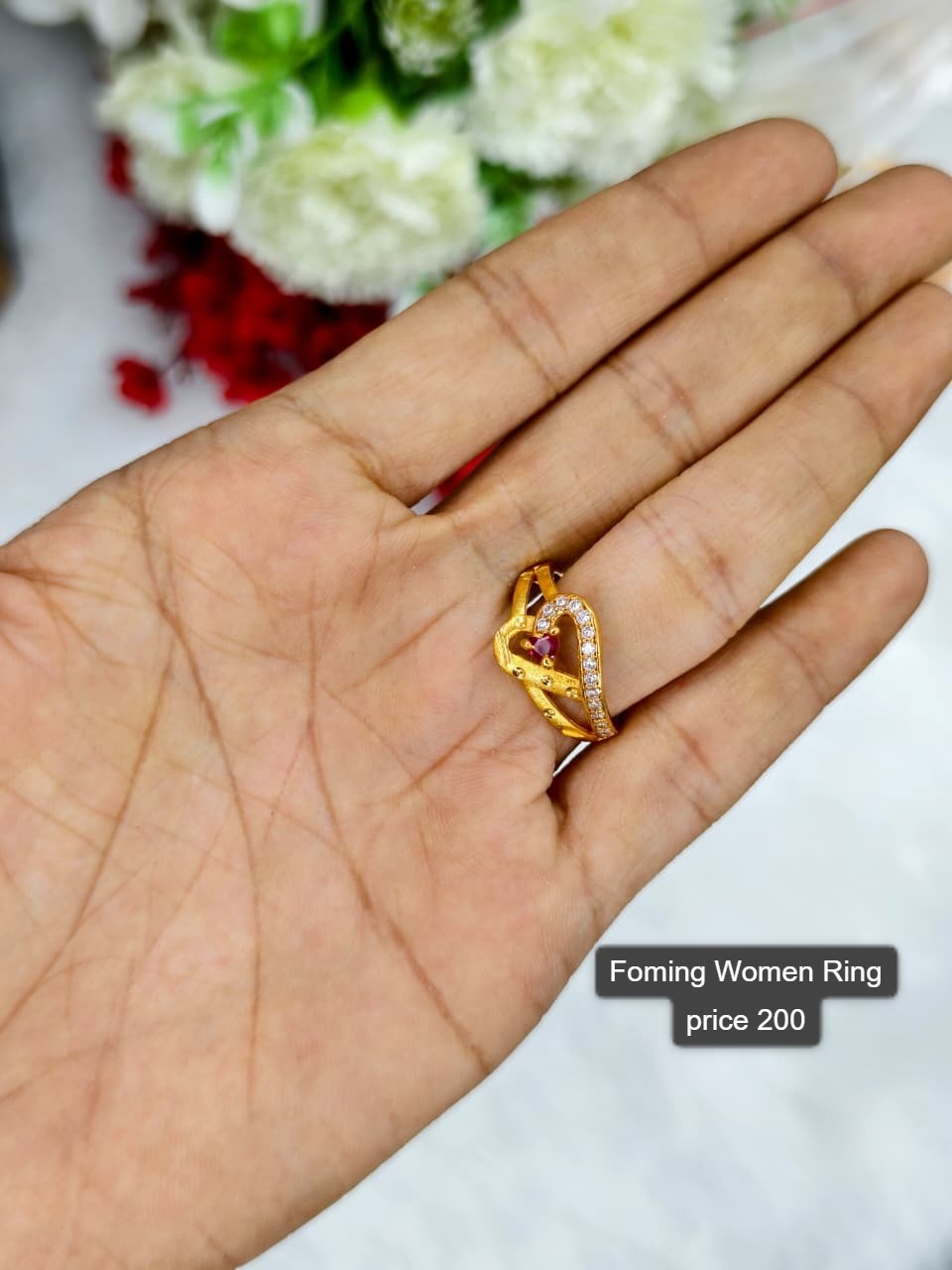 Elegant Women’s 1 Gram Gold Ring – Matte Finish