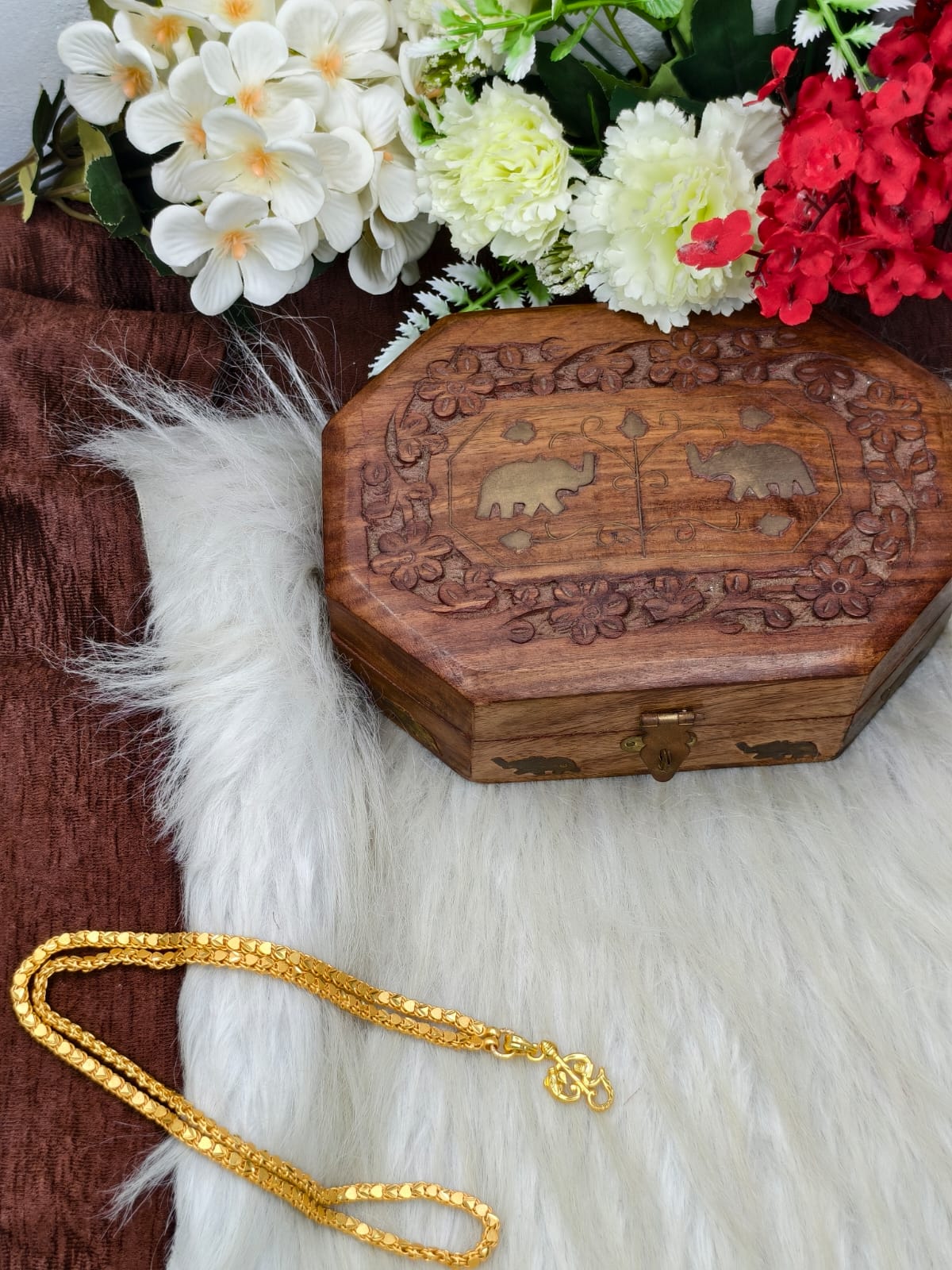 Forming matte finished (1Gram gold plated) Heart Chain With Doller