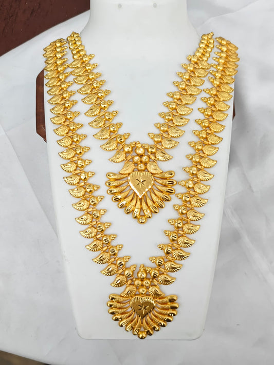 1 Gram Gold Plated Matte Finish Haram Necklace Combo for Women – Traditional Bridal Jewellery