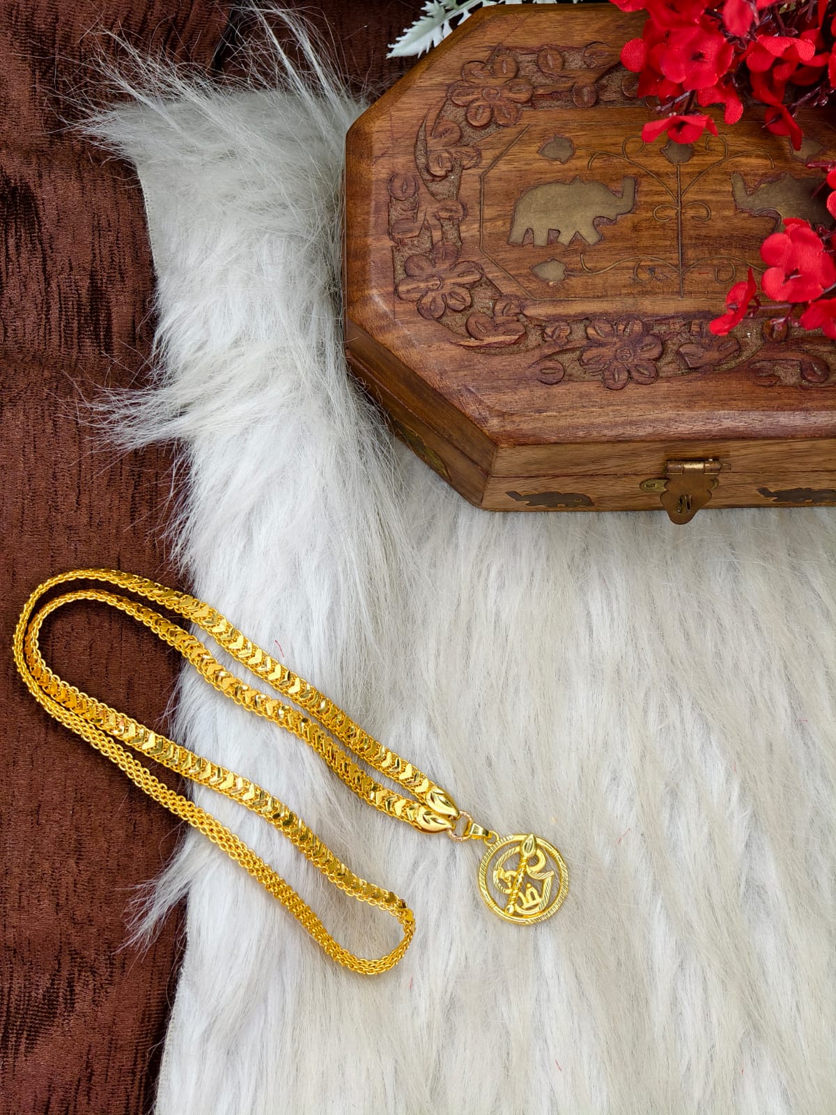 Forming matte finished (1Gram gold plated) V patta Chain with Doller