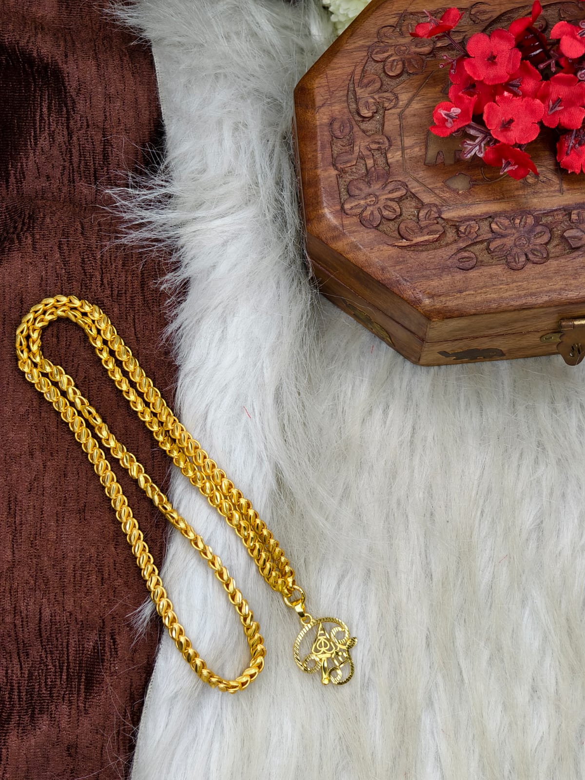 Forming matte finished (1Gram gold plated) Lotus Chain with Doller