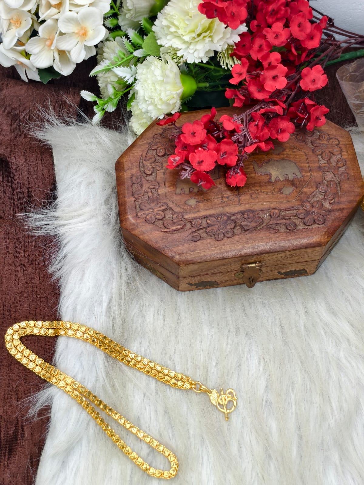 Forming matte finished (1Gram gold plated) Heart Chain with Doller