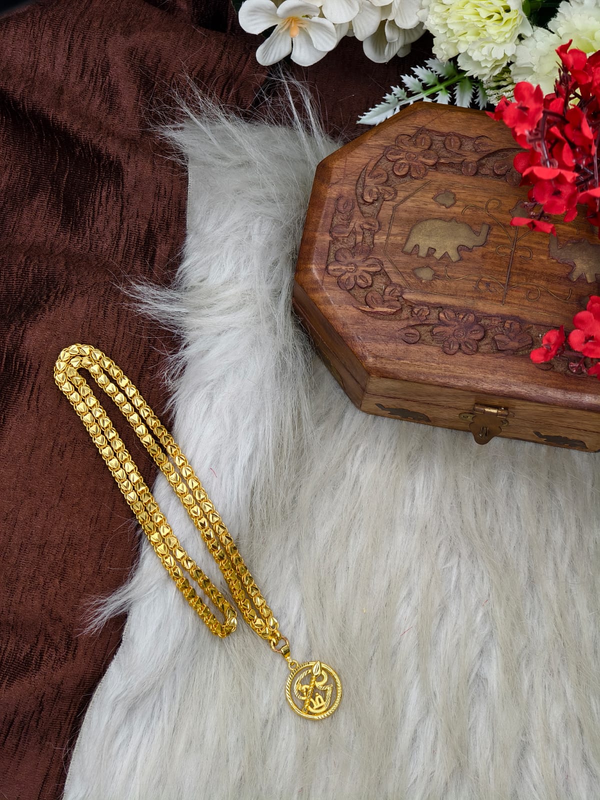 Forming matte finished (1Gram gold plated) Leaf Chain With Doller