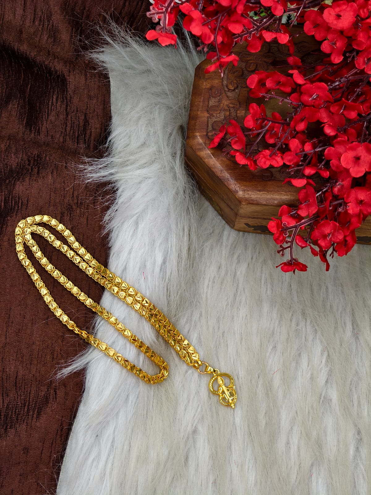 Forming matte finished (1Gram gold plated) Heart Chain with Doller