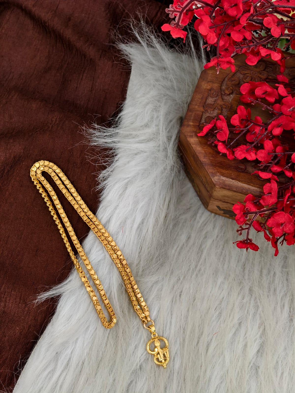 Forming matte finished (1Gram gold plated) Heart Chain with Doller