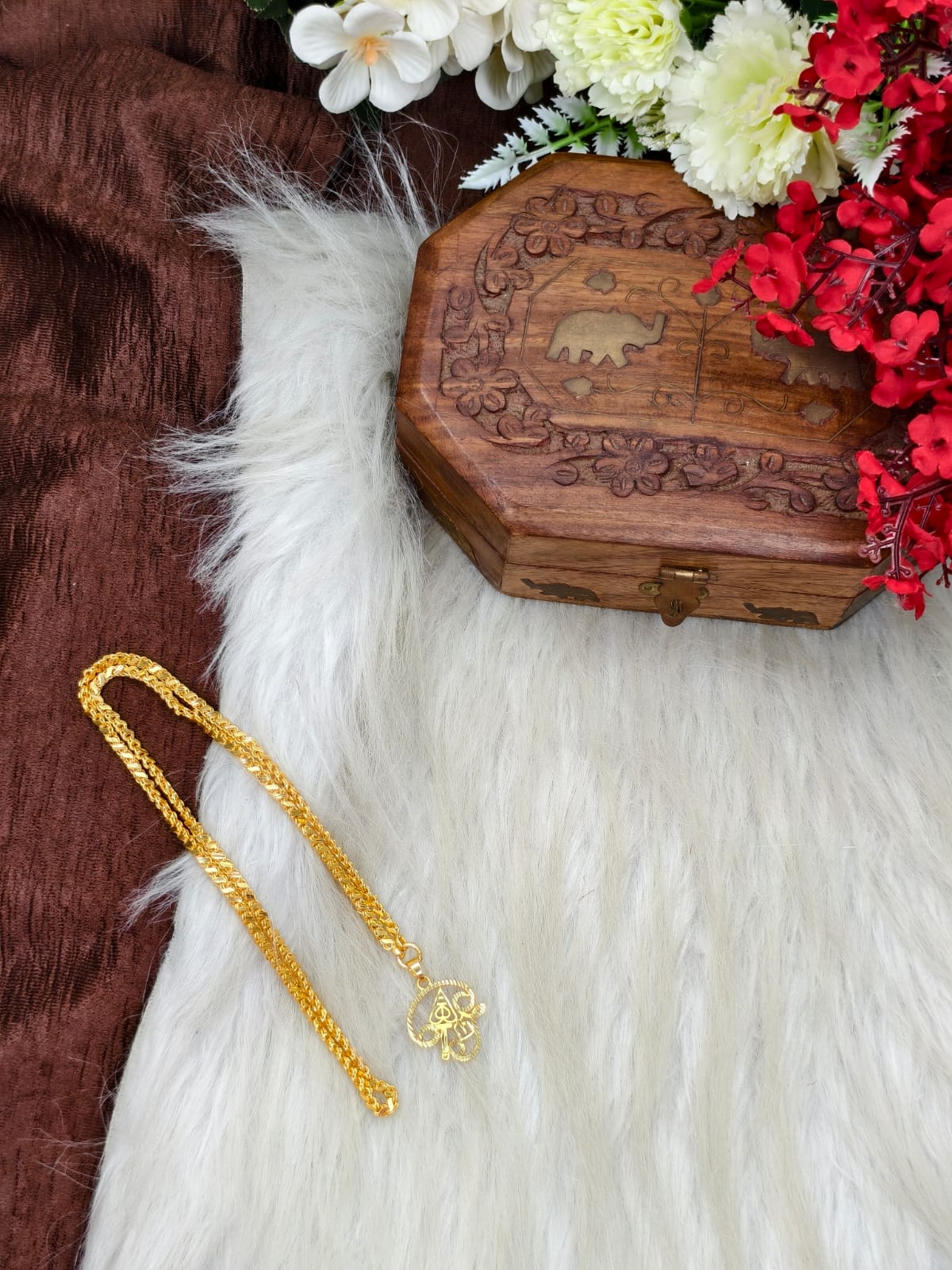 Forming matte finished (1Gram gold plated) Leaf  Chain With Doller