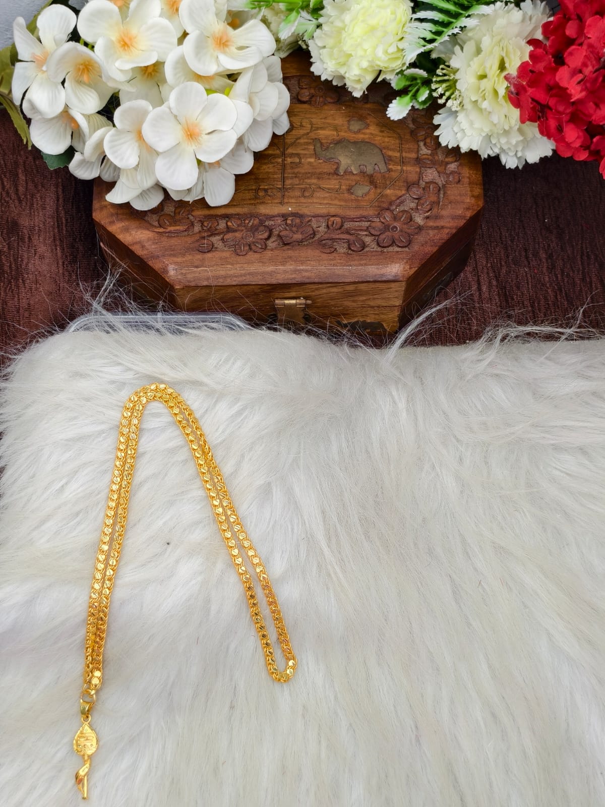 Forming matte finished (1Gram gold plated) Heart Chain With Doller