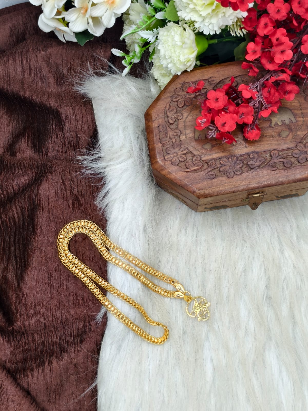 Forming matte finished (1Gram gold plated) Ring  Chain With Doller