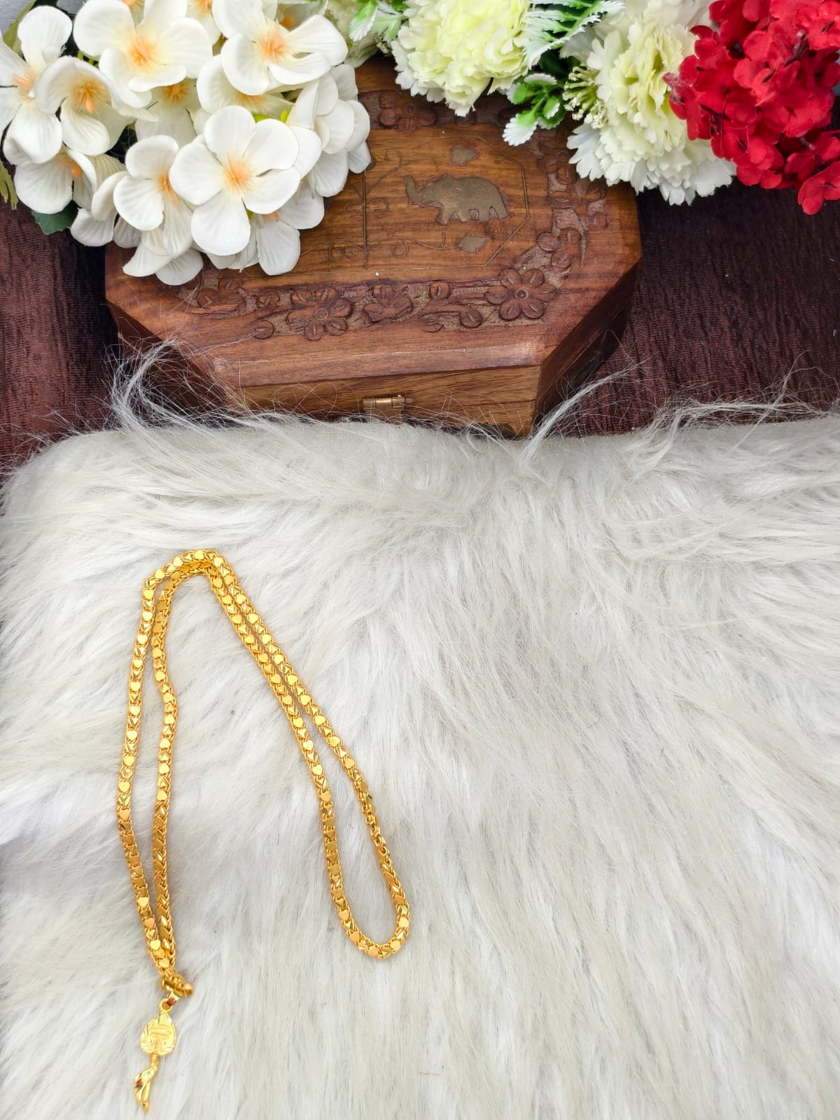 Forming matte finished (1Gram gold plated) Heart Chain With Doller