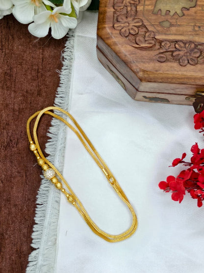 Foming Mugappu chain (1Gram Gold plated) Stone Model-2