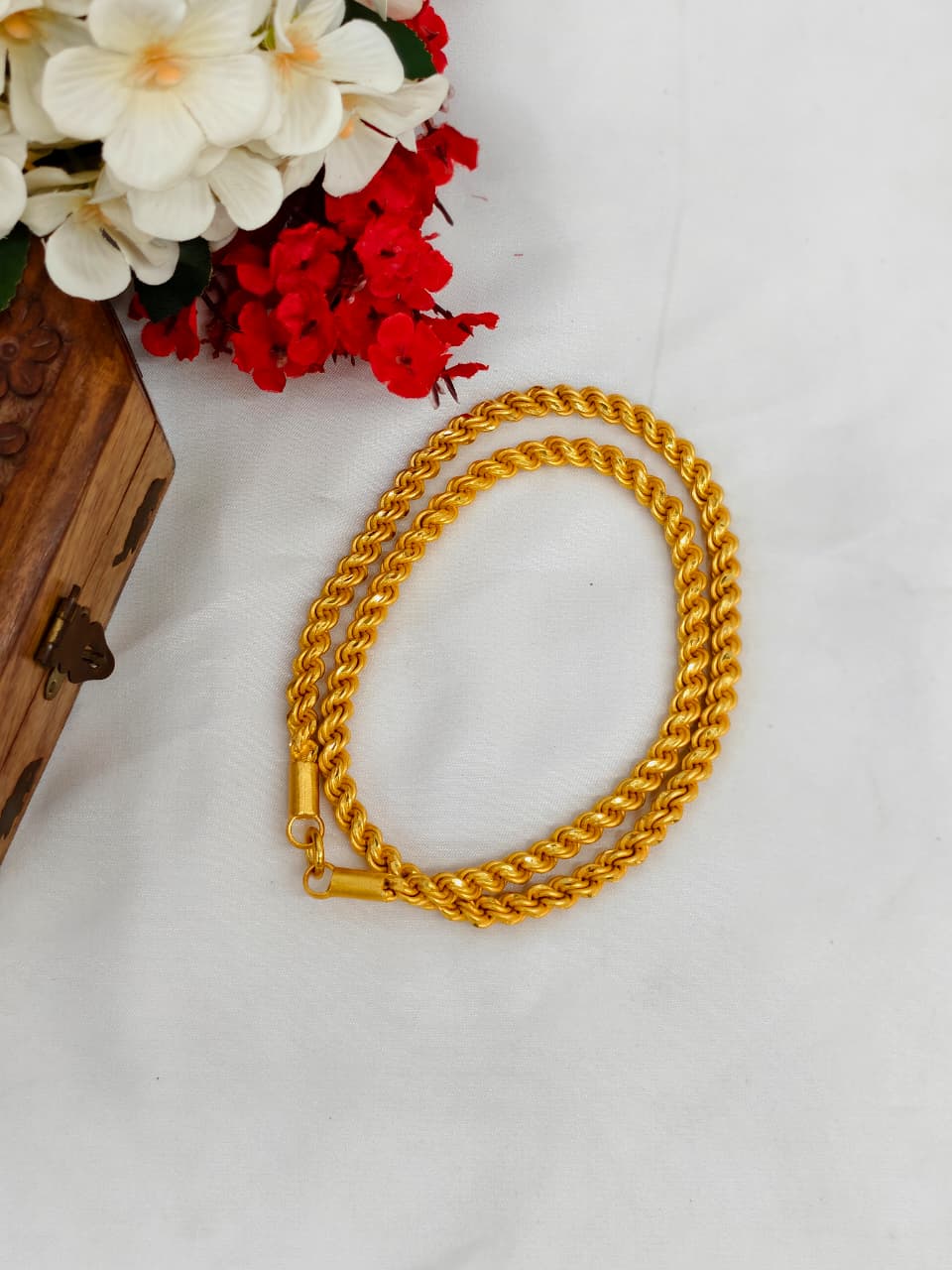1 Gram Gold Plated Rope Chain for Men & Women | Premium Gold Covering Chain