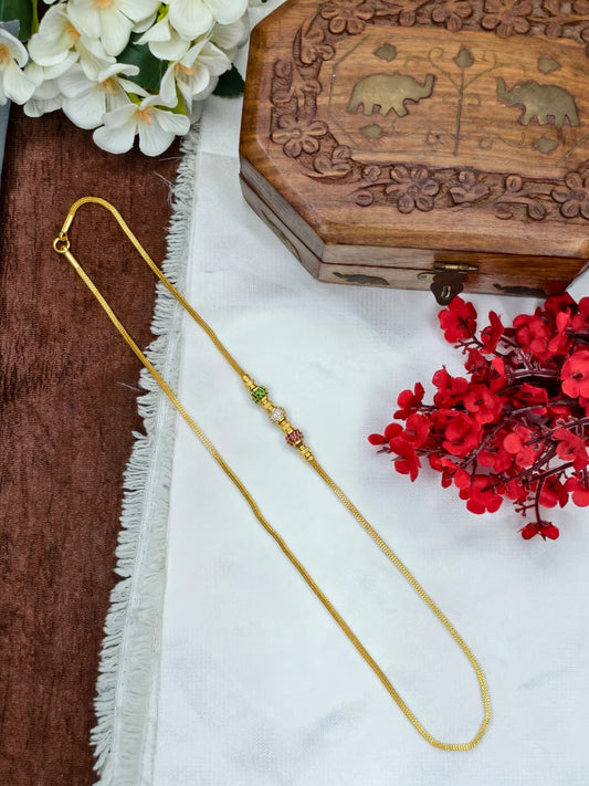 Foming Mugappu chain (1Gram Gold plated) Stone Model-3