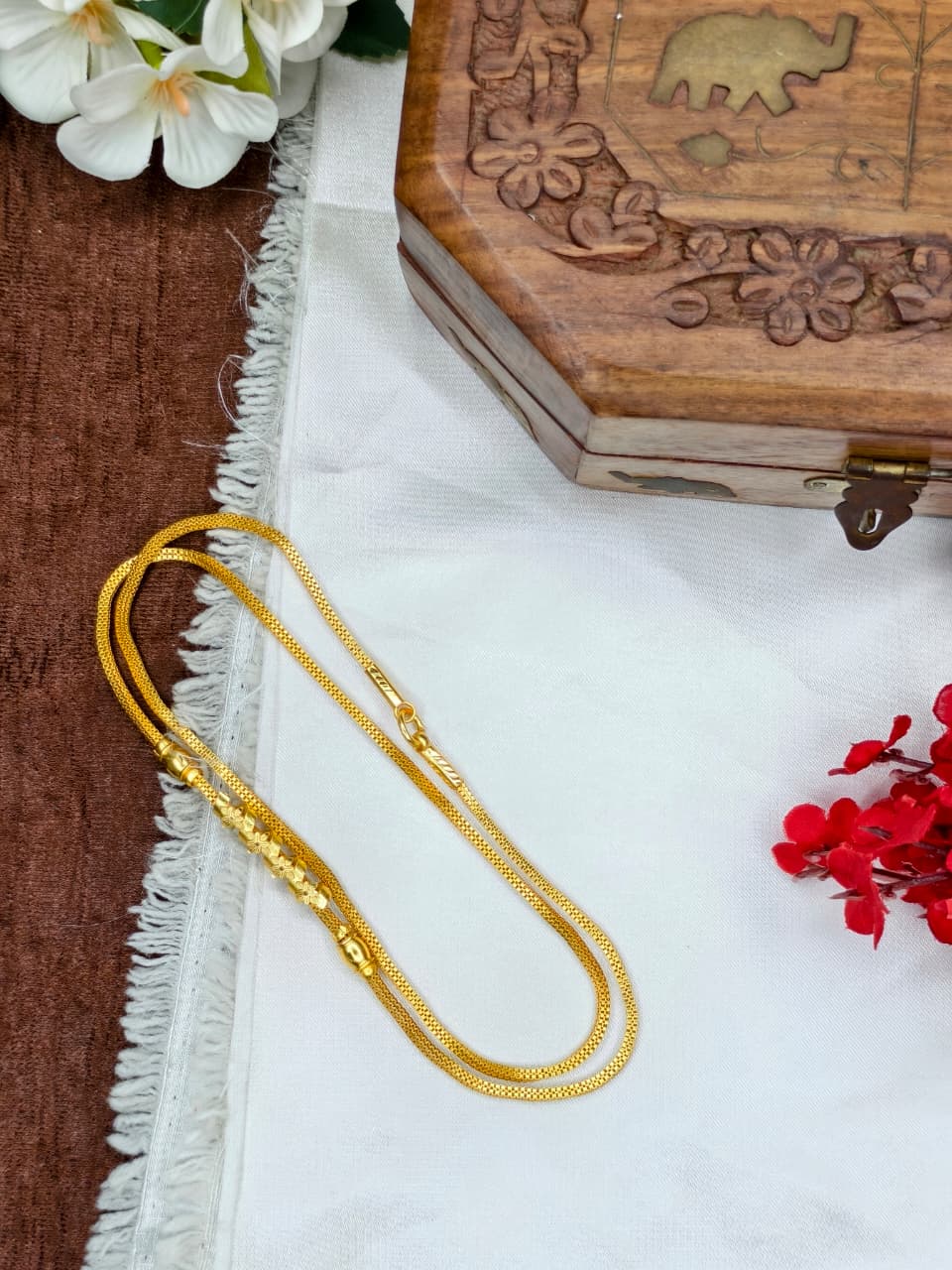 Foming Mugappu chain (1Gram Gold plated) Stone Model-6