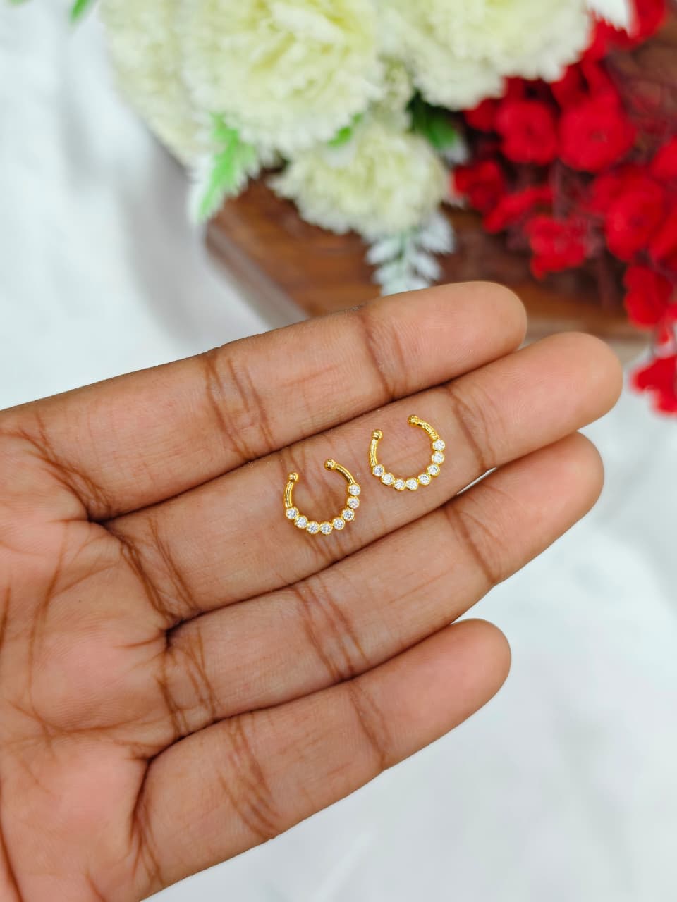 1 Gram Gold Plated Women’s Nose Pin | Elegant & Trendy Nose Stud
