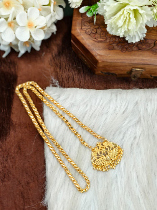✨Micro Sundari Dollar Chain Matte Finish Chain – Gold Plated Jewellery for Women✨