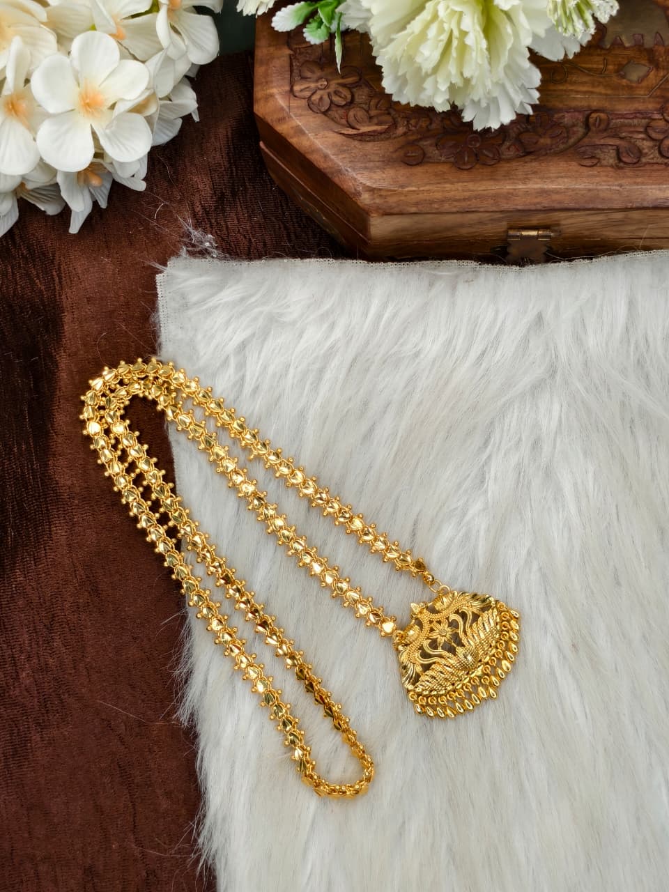 ✨Micro A Heart Dollar Chain Matte Finish Chain – Gold Plated Jewellery for Women✨