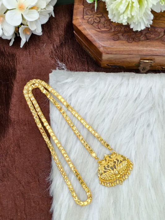 ✨Micro Heart Dollar Chain Matte Finish Chain – Gold Plated Jewellery for Women✨