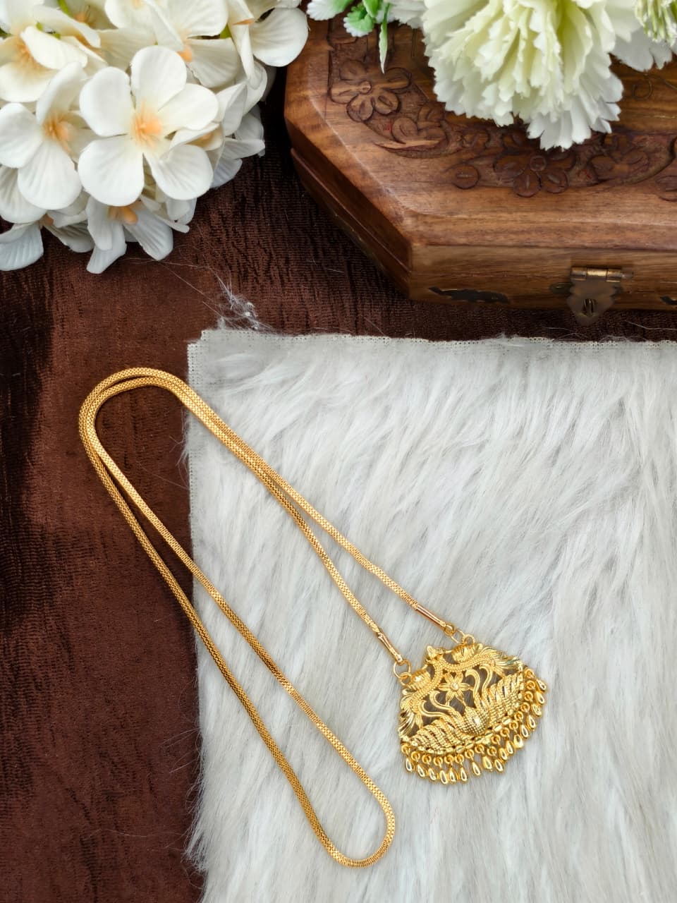 ✨Micro Box Dollar Chain Matte Finish Chain – Gold Plated Jewellery for Women✨