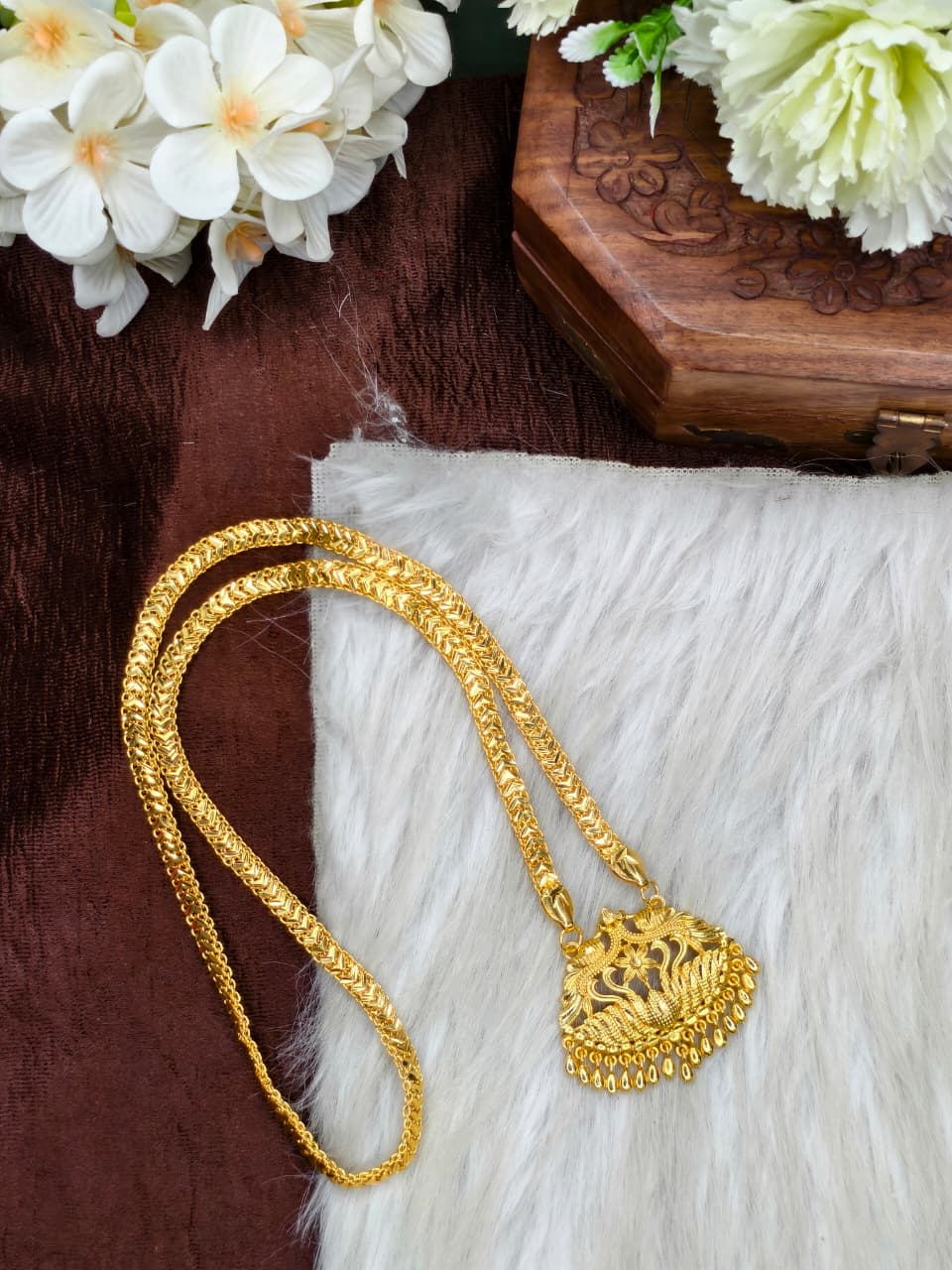 ✨Micro Vpatta Dollar Chain Matte Finish Chain – Gold Plated Jewellery for Women✨