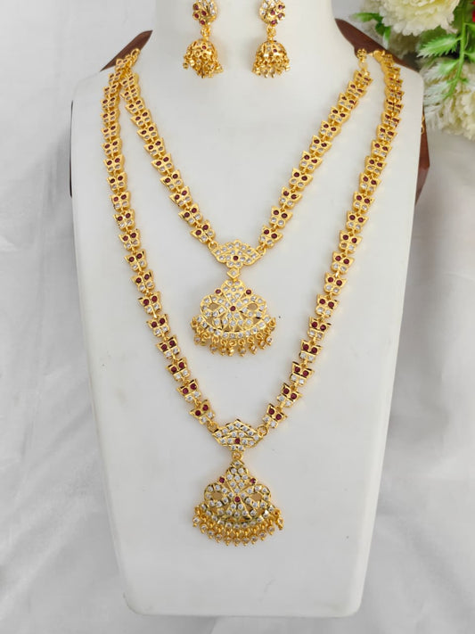 Elegant Impon Haram Combo Set for Women | Traditional Gold Polish Jewelry Set