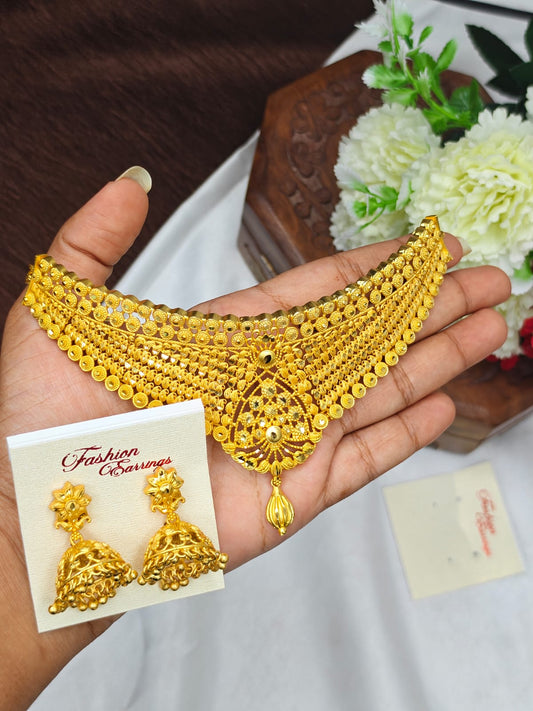 1 Gram Gold Plated Choker Necklace for Women | Traditional & Elegant Jewellery
