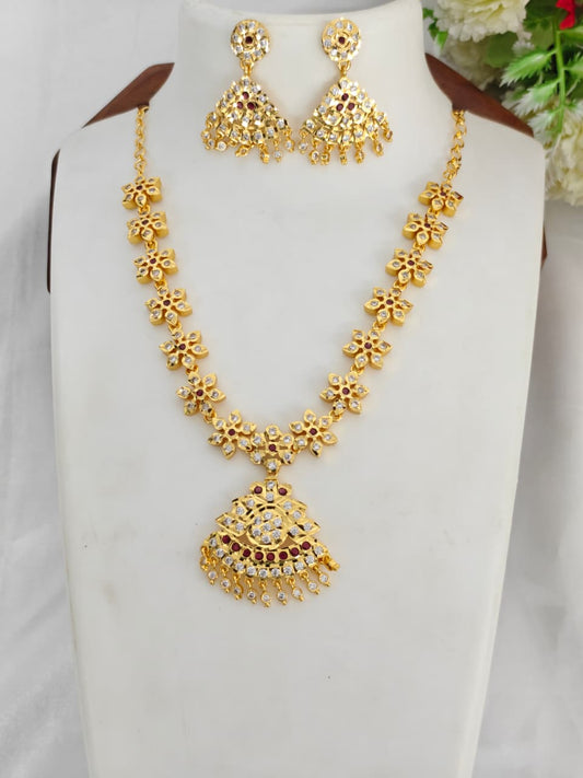 Women Impone Stone Necklace – Premium Gold Finish Traditional Design