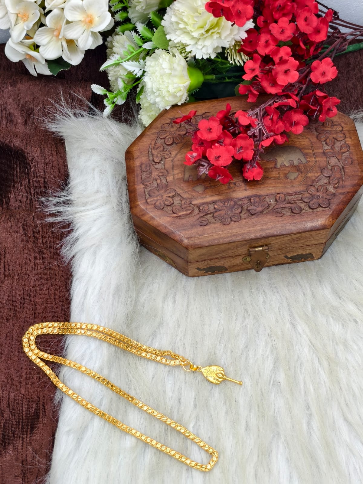 Forming matte finished (1Gram gold plated) Heart  Chain With Doller