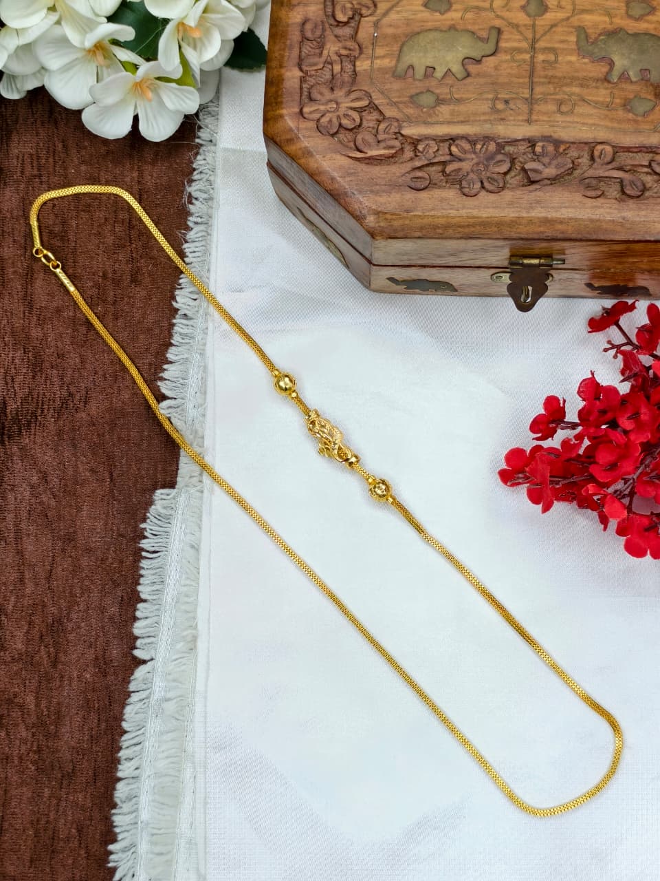 Foming Mugappu chain (1Gram Gold plated) Stone Model-7