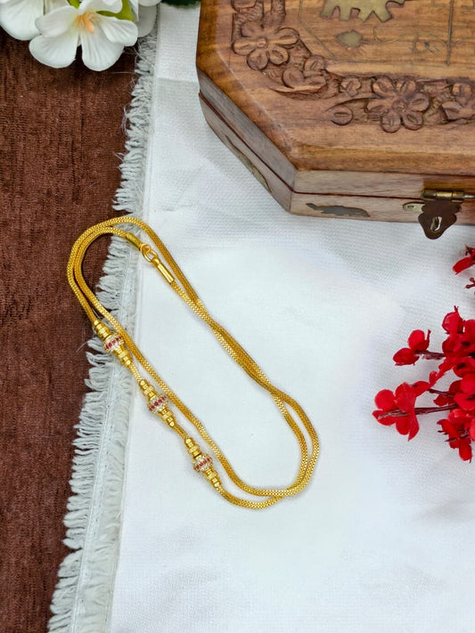 Foming Mugappu chain (1Gram Gold plated) Stone Model-10